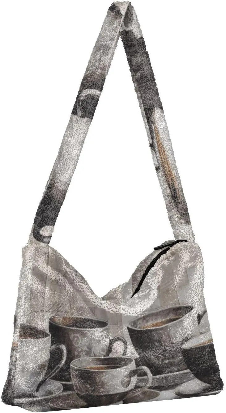 White Cute Dog Green Paper Womens Shoulder Handbags, Underarm Shoulder Bag, Book Totes for Women