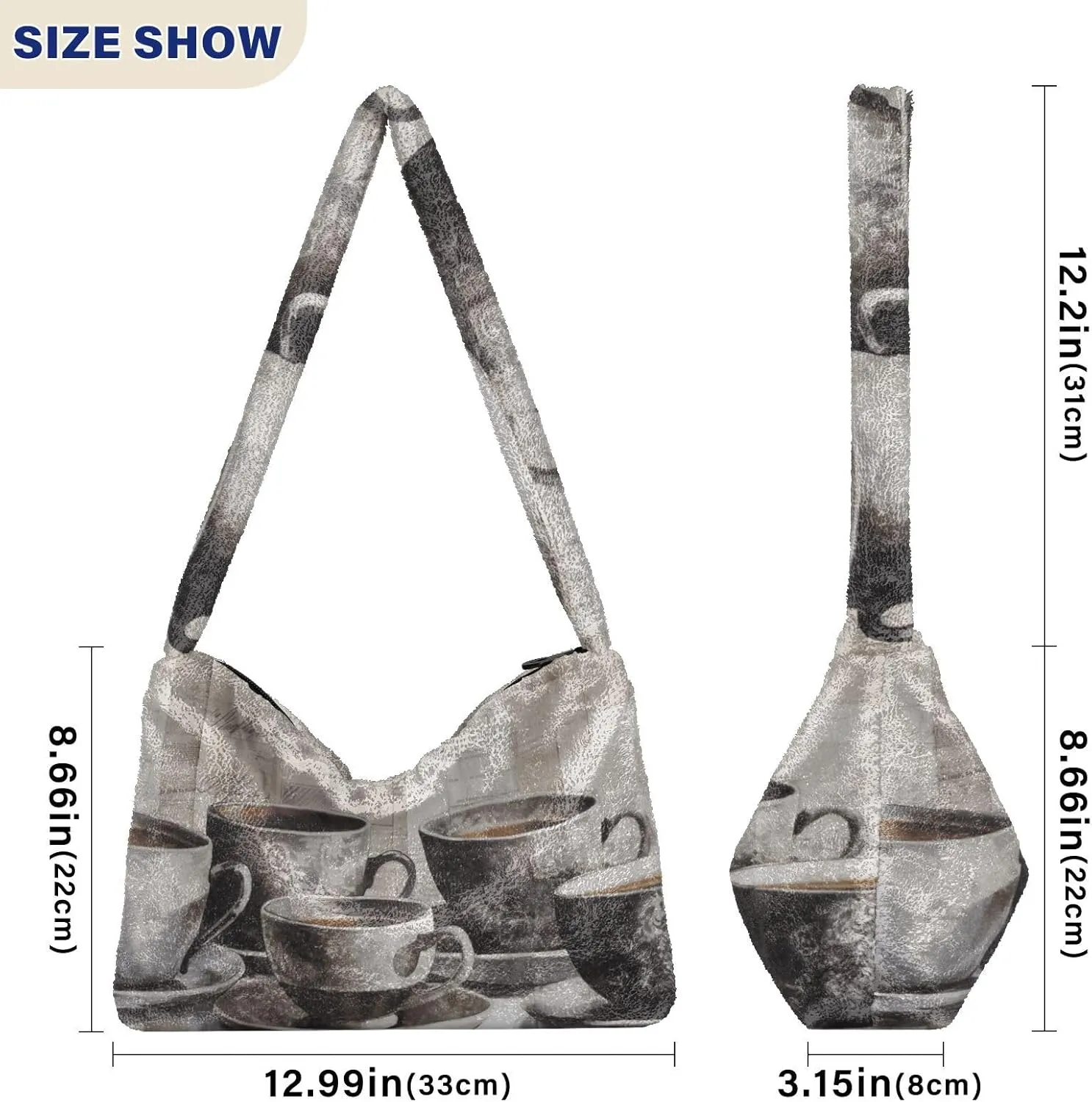 White Cute Dog Green Paper Womens Shoulder Handbags, Underarm Shoulder Bag, Book Totes for Women
