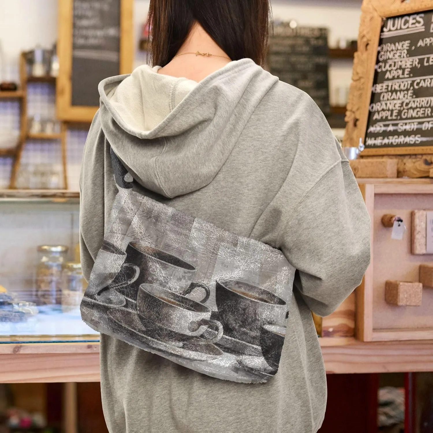 White Cute Dog Green Paper Womens Shoulder Handbags, Underarm Shoulder Bag, Book Totes for Women