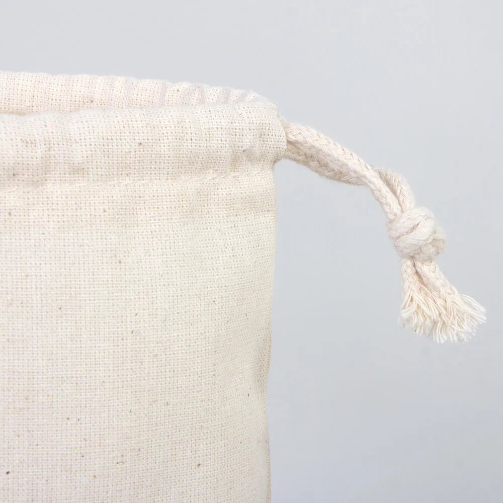 Wholesale Cotton Pouch Bags -  8"W x 12"H (20 cm x 30 cm) Double Drawstring Pouch Bags  - Cotton Vegetables Pouch Bag - Storage Cloth Bag