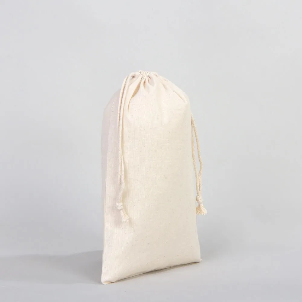 Wholesale Cotton Pouch Bags -  8"W x 12"H (20 cm x 30 cm) Double Drawstring Pouch Bags  - Cotton Vegetables Pouch Bag - Storage Cloth Bag