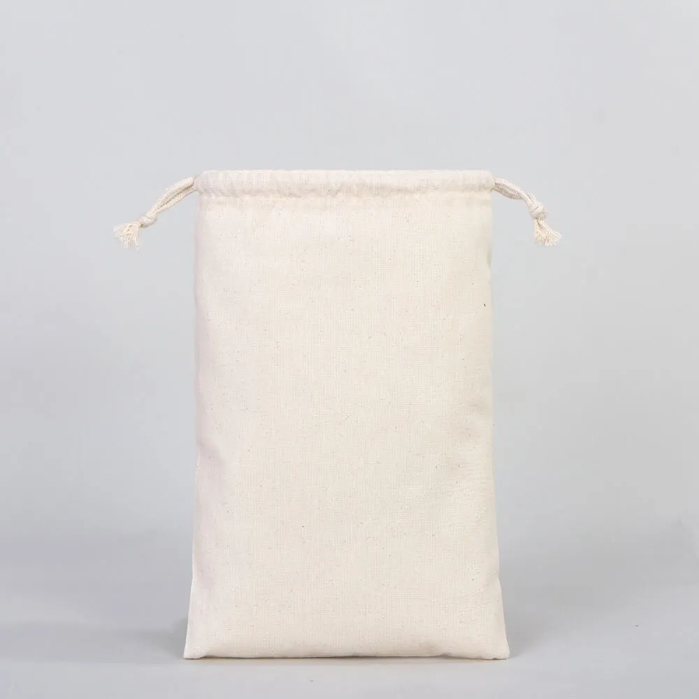 Wholesale Cotton Pouch Bags -  8"W x 12"H (20 cm x 30 cm) Double Drawstring Pouch Bags  - Cotton Vegetables Pouch Bag - Storage Cloth Bag