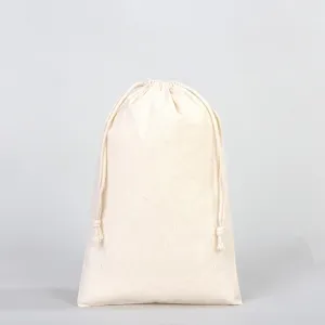 Wholesale Cotton Pouch Bags -  8"W x 12"H (20 cm x 30 cm) Double Drawstring Pouch Bags  - Cotton Vegetables Pouch Bag - Storage Cloth Bag
