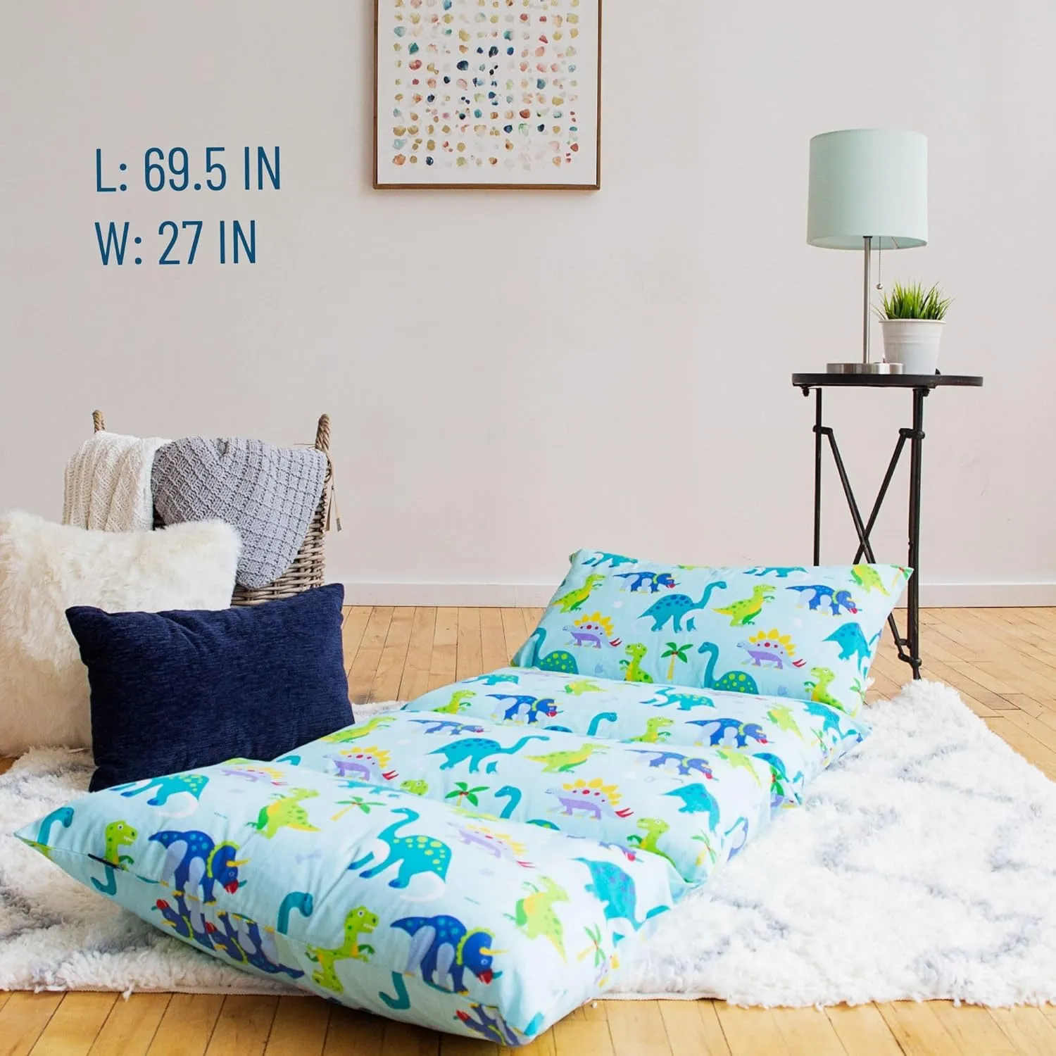 Wildkin Kids Floor Lounger – Pillow Lounger, Travel-Friendly, Ideal for Sleepovers, Fits Standard Pillows - Dinosaur Land