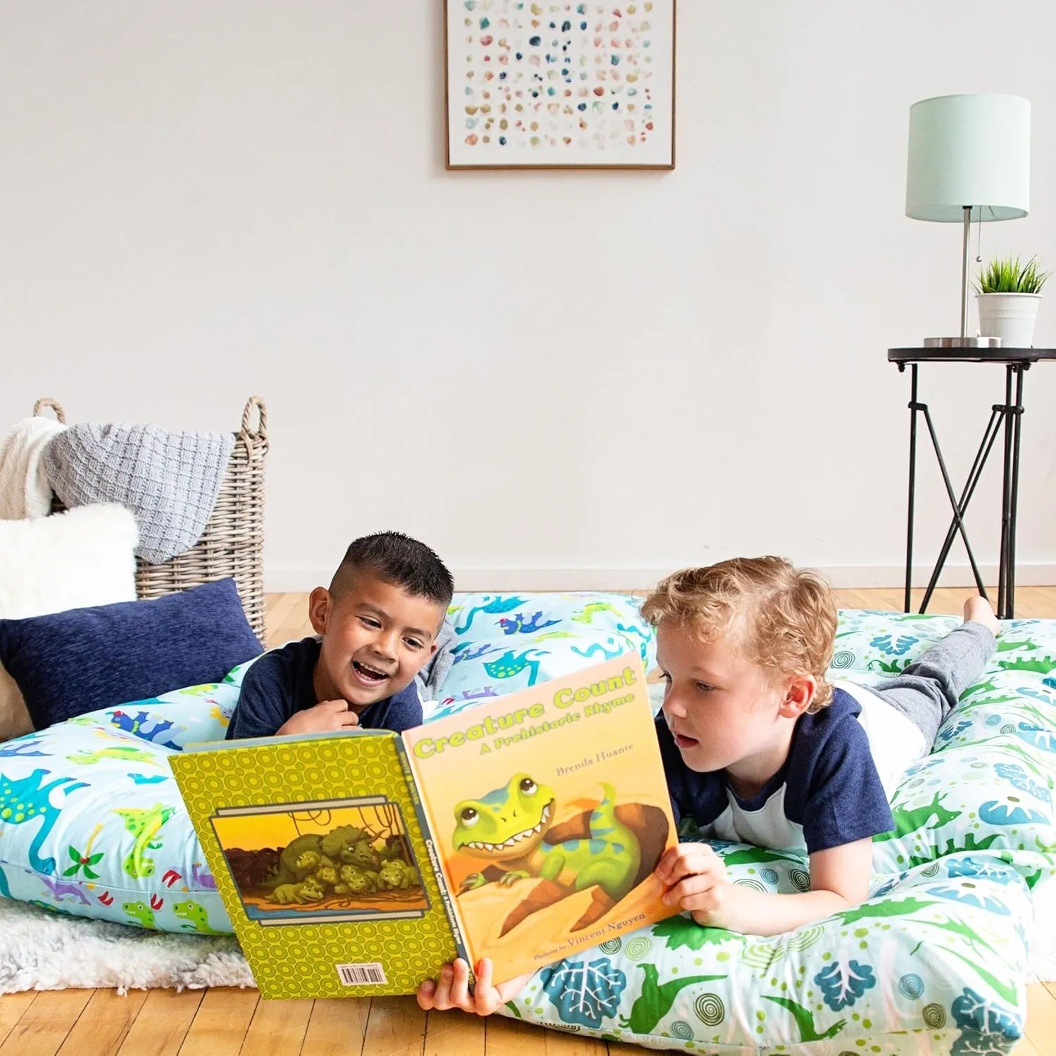 Wildkin Kids Floor Lounger – Pillow Lounger, Travel-Friendly, Ideal for Sleepovers, Fits Standard Pillows - Dinosaur Land