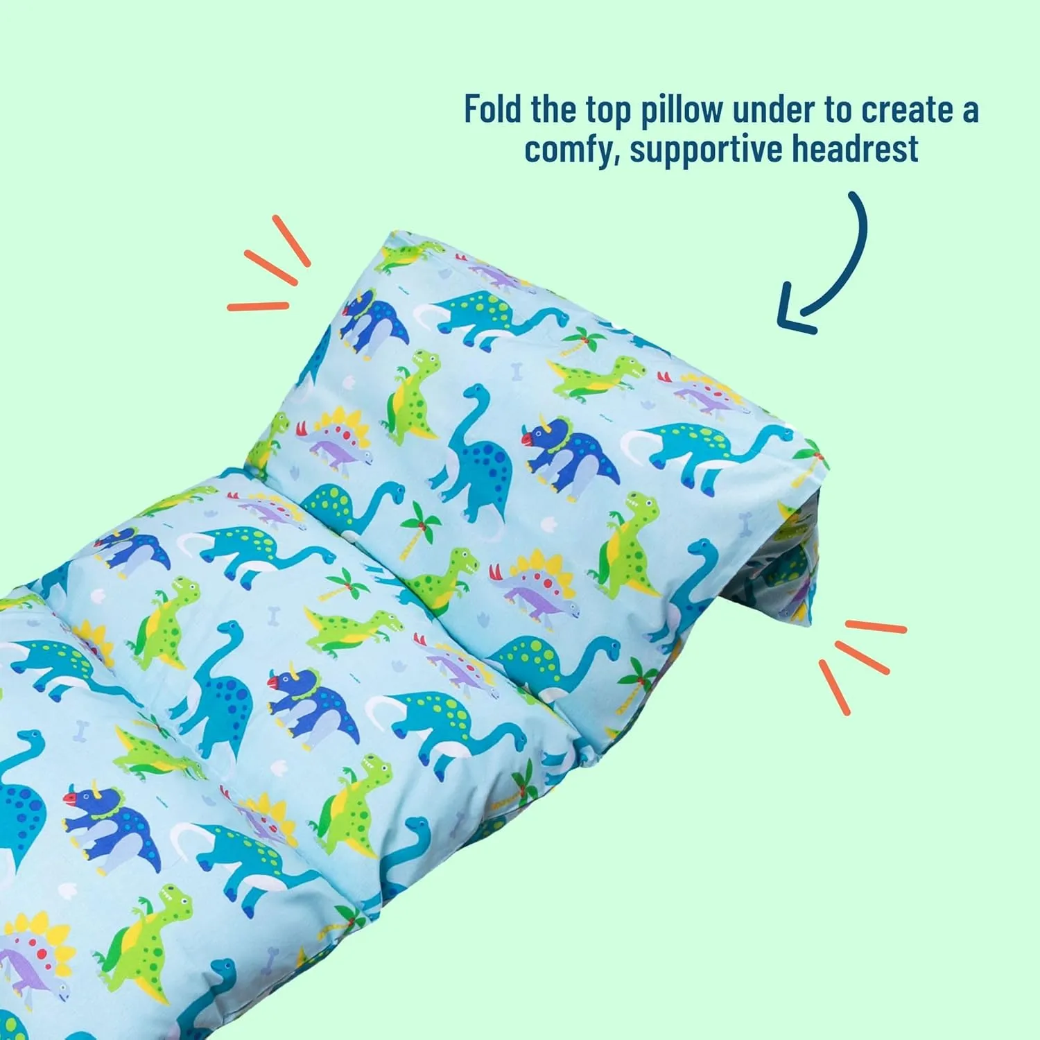 Wildkin Kids Floor Lounger – Pillow Lounger, Travel-Friendly, Ideal for Sleepovers, Fits Standard Pillows - Dinosaur Land
