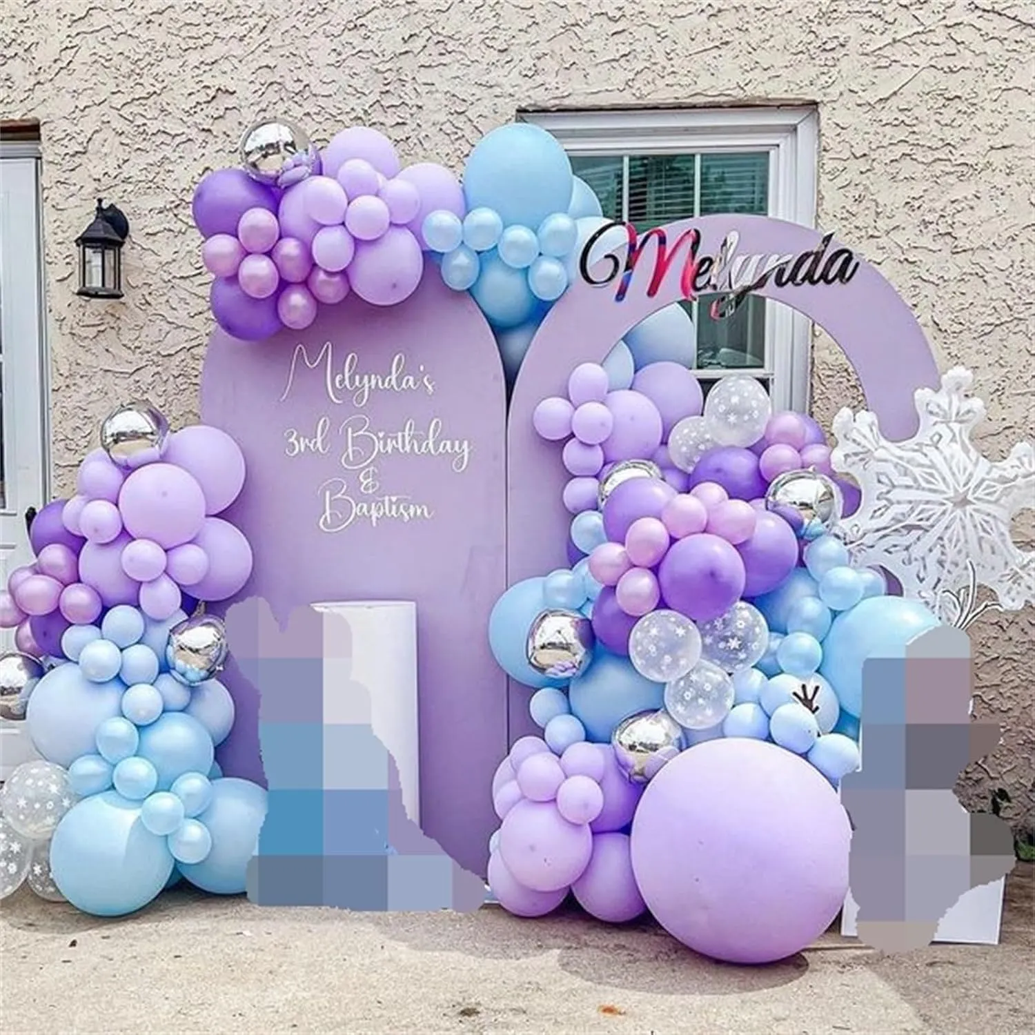 Winter Wonderland Balloon Arch Garland Kit, Baby Blue Purple Balloons with Spike Star Snowflake Foil Balloons for Ice Wonderland Christmas Baby Shower Snow Princess Birthday Party Decorations Supplies