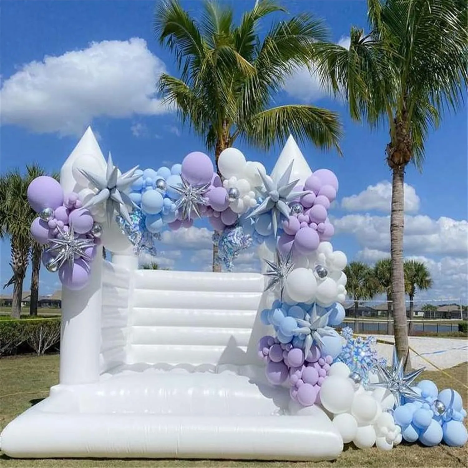 Winter Wonderland Balloon Arch Garland Kit, Baby Blue Purple Balloons with Spike Star Snowflake Foil Balloons for Ice Wonderland Christmas Baby Shower Snow Princess Birthday Party Decorations Supplies