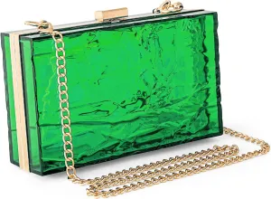 WJCD Womens Clear Purse Acrylic Evening Bags clear clutch purse Ripple Shaped Vintage Banquet Handbag