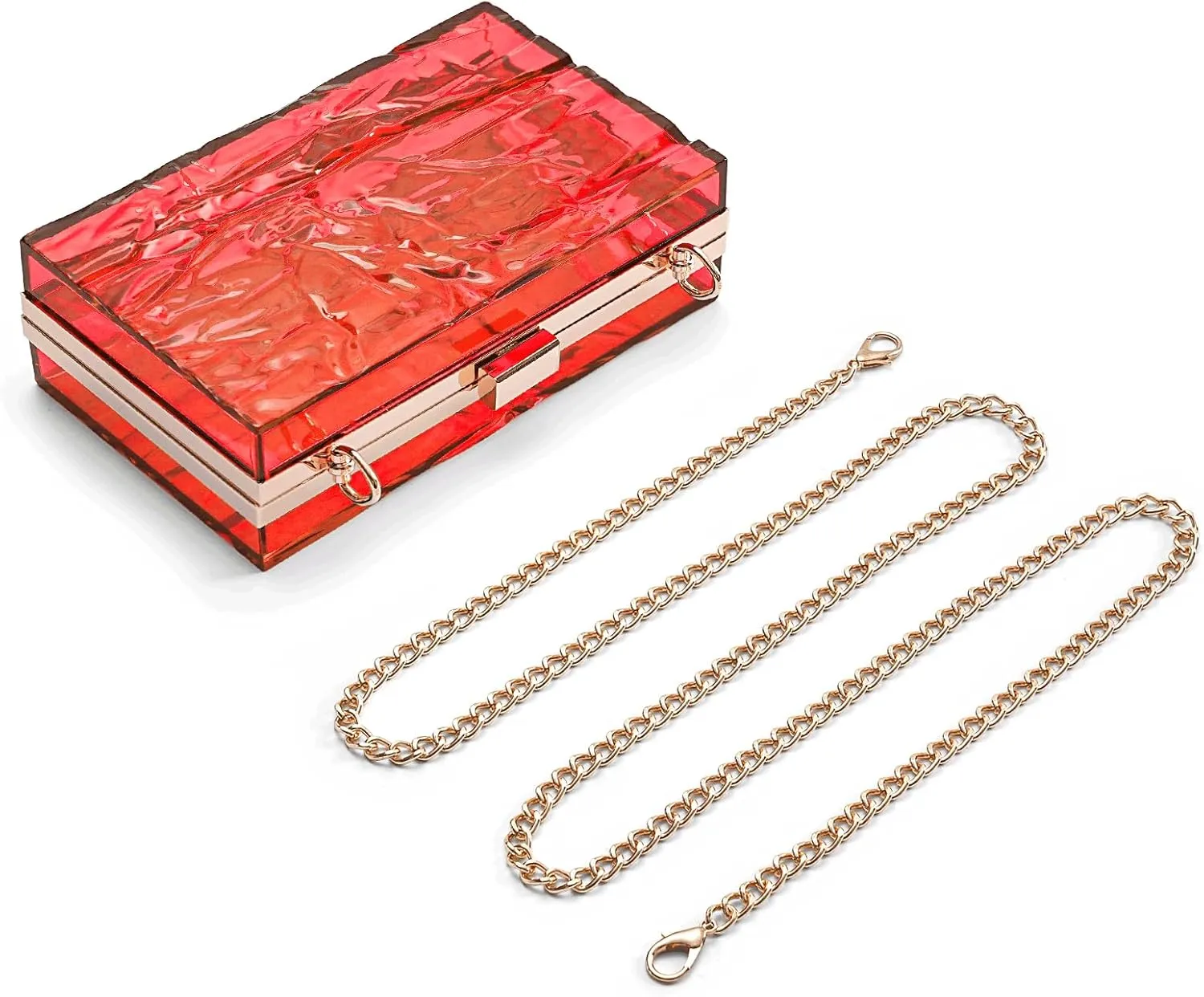 WJCD Womens Clear Purse Acrylic Evening Bags clear clutch purse Ripple Shaped Vintage Banquet Handbag