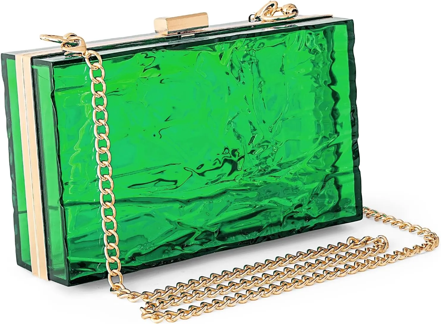 WJCD Womens Clear Purse Acrylic Evening Bags clear clutch purse Ripple Shaped Vintage Banquet Handbag