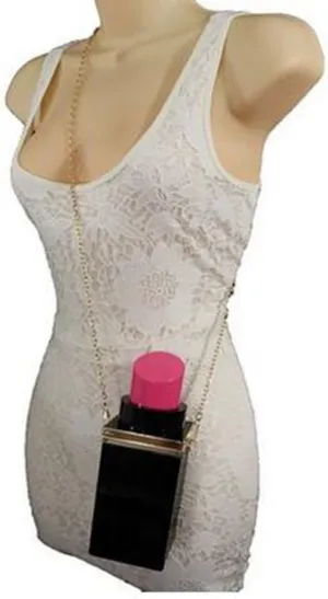 Women Acrylic Black Lipstick Shape Evening Bags Purses Clutch Vintage Banquet Handbag