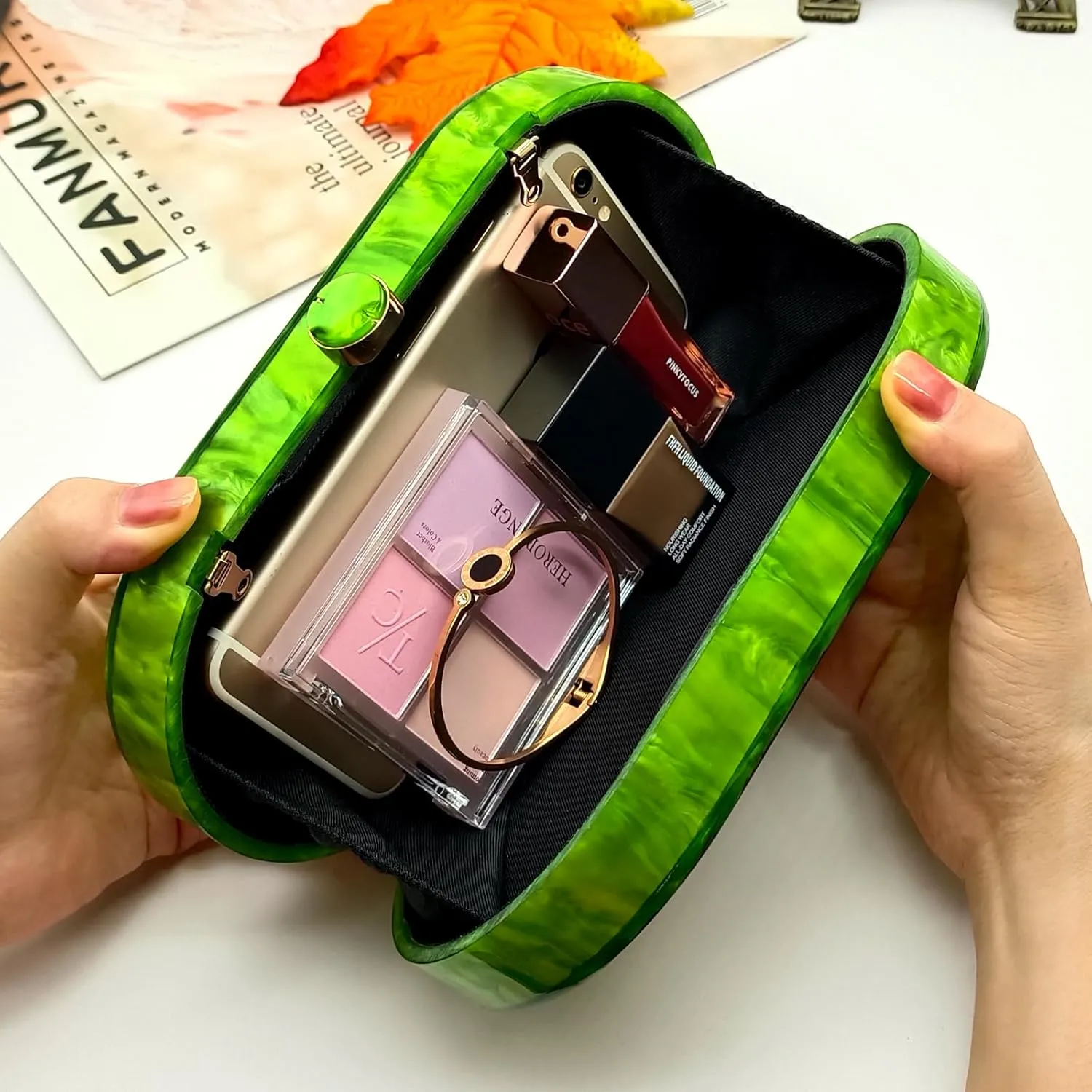 Women Acrylic Clutch Purse Marbled Evening Shoulder Bag for Wedding Cocktail Party Prom