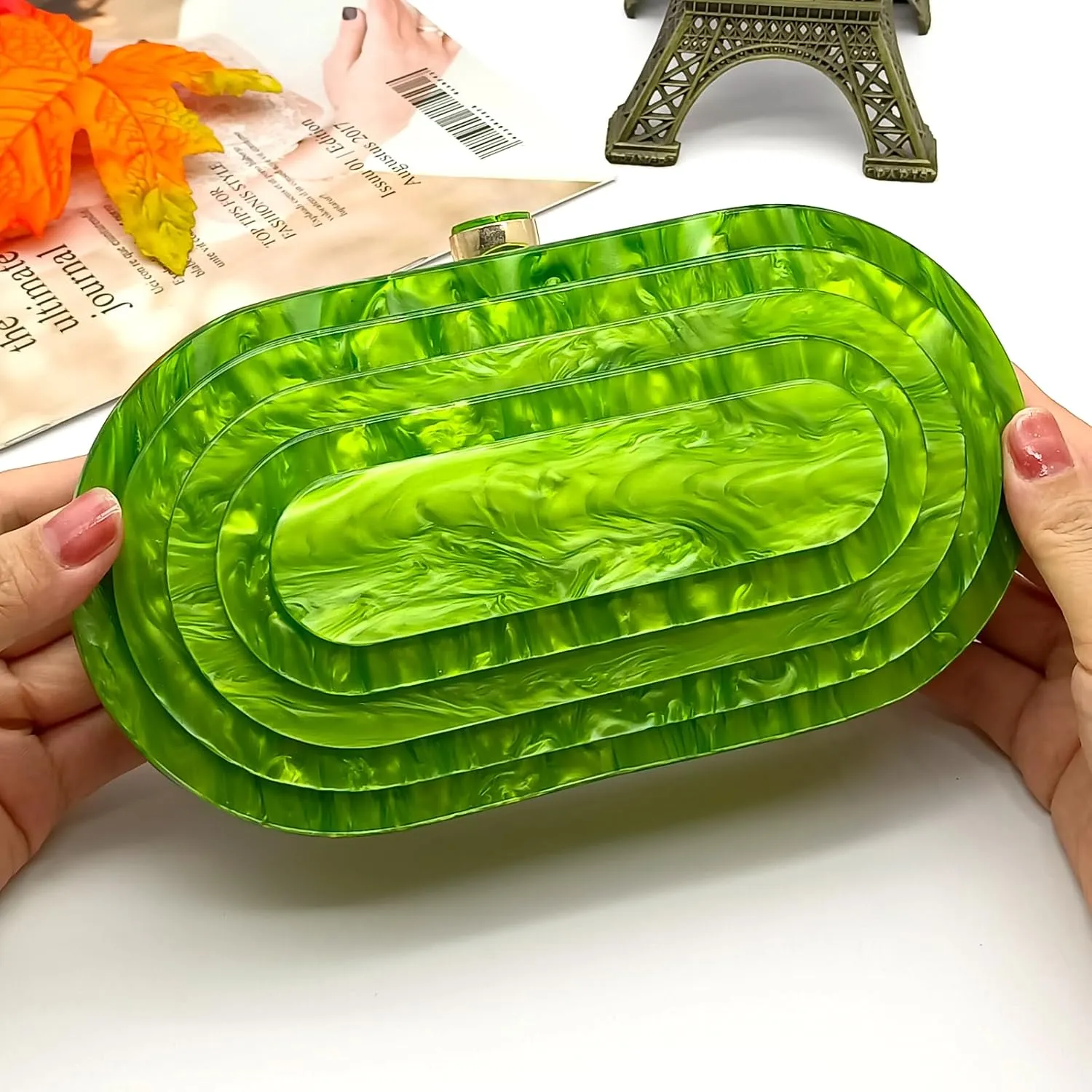 Women Acrylic Clutch Purse Marbled Evening Shoulder Bag for Wedding Cocktail Party Prom