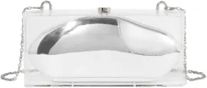 Women Acrylic Evening Bag Novelty Clear Shell Shape Clutch Purse Metallic Shoulder Crossbody Bag for Casual Formal