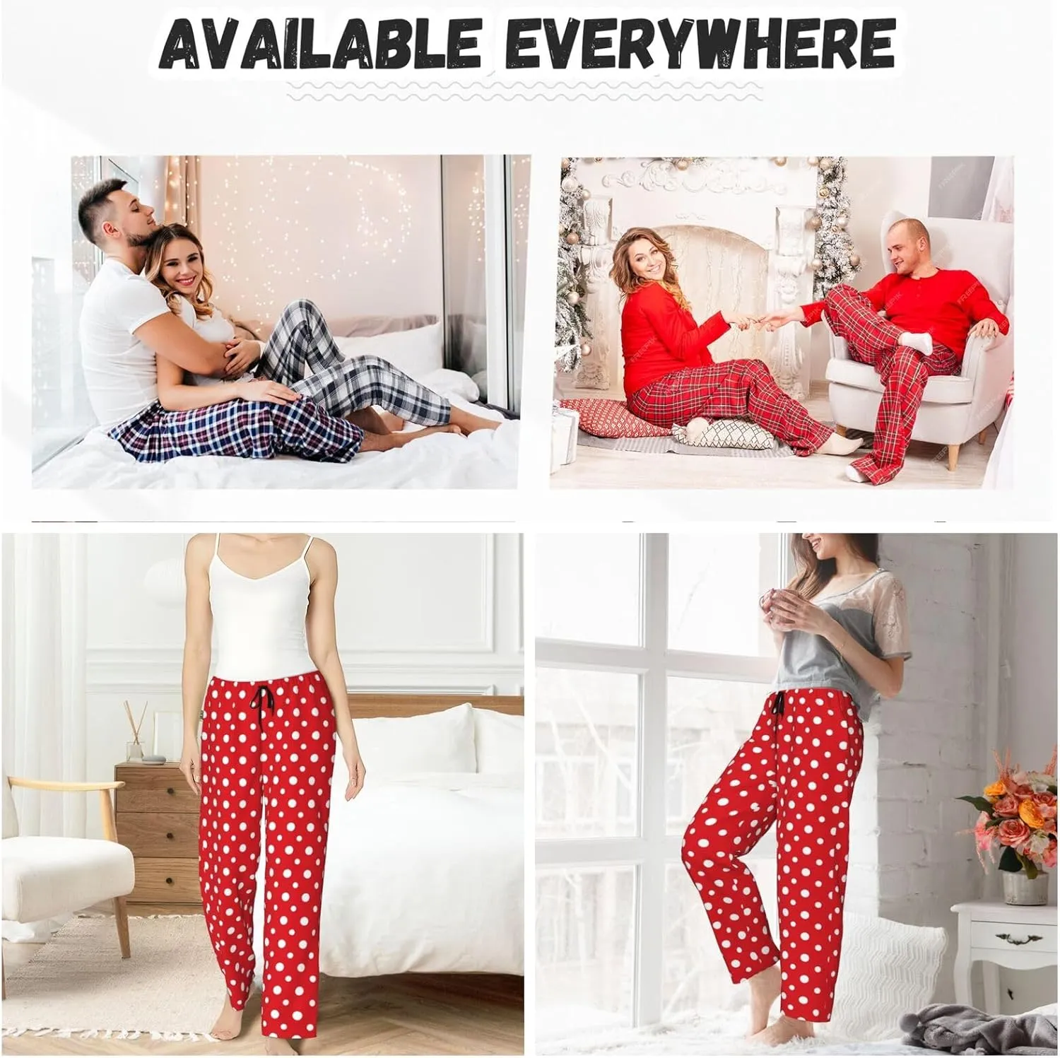 Women Comfy Pajama Pants Stretch Sleepwear Lounge Pants With Pockets & Drawstring