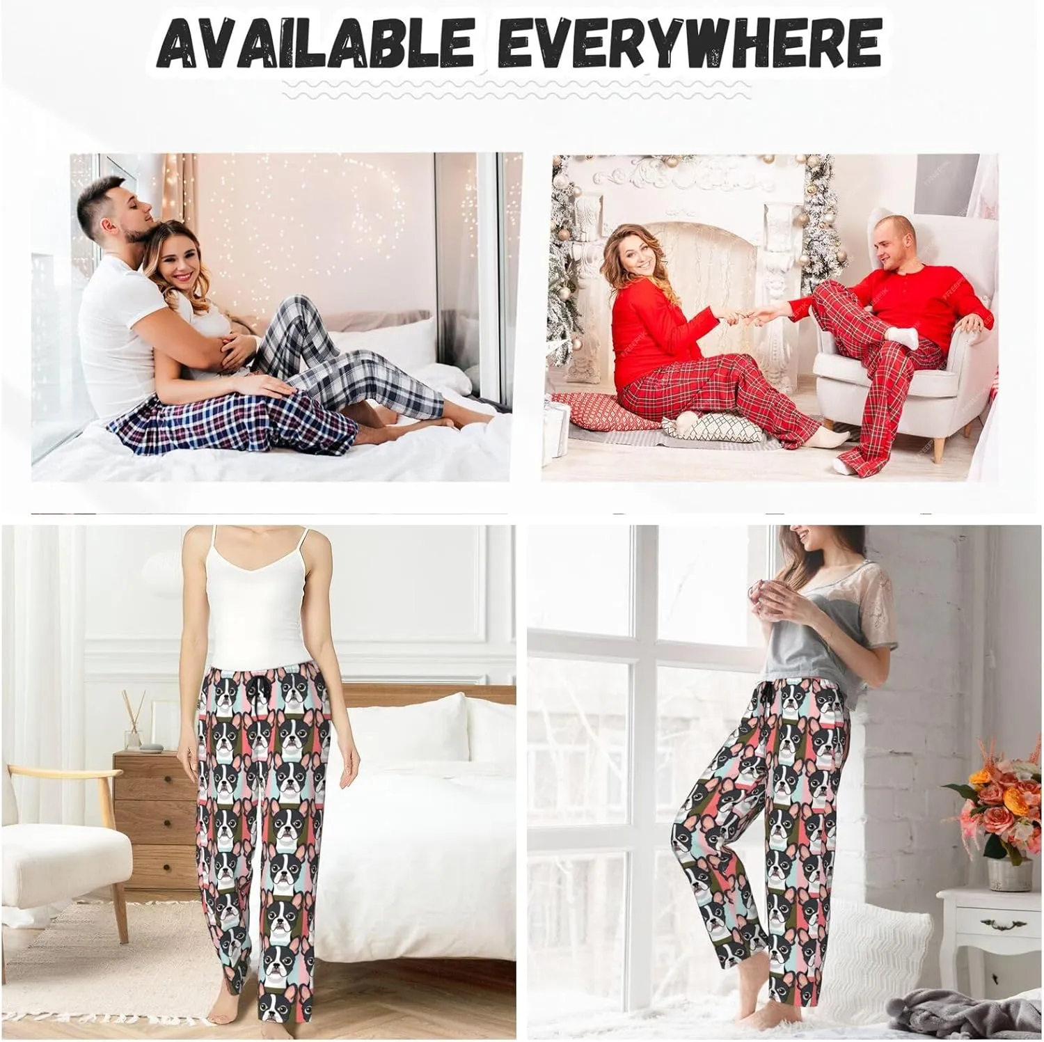 Women Comfy Pajama Pants Stretch Sleepwear Lounge Pants With Pockets & Drawstring