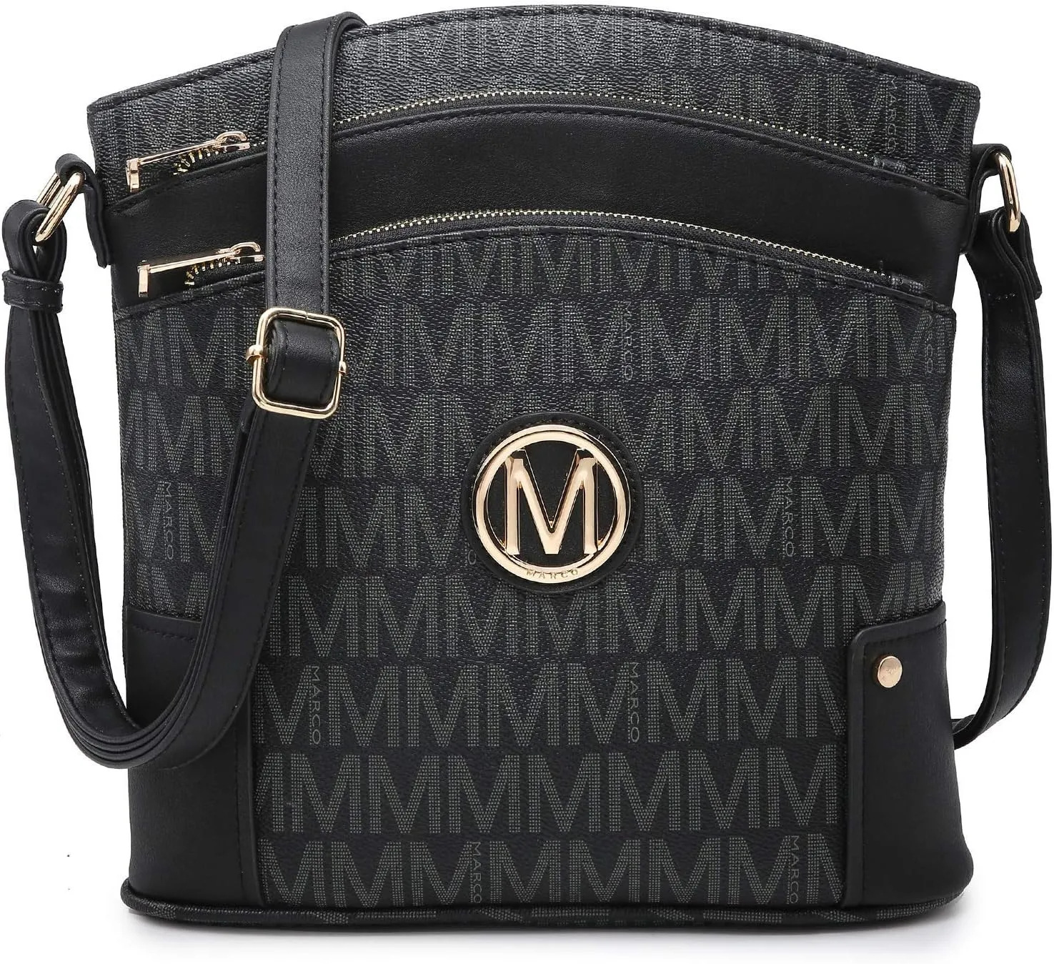 Women Crossbody Purses Multi Pockets Large Signature Monogram Zip Shoulder Bags Ladies PU Leather Handbag