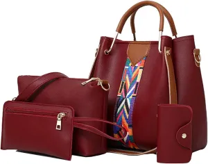 Women Handbag Set Top Handle Bag Soft PU Leather Tote Satchel Shoulder Clutch Bag Purse Wallet