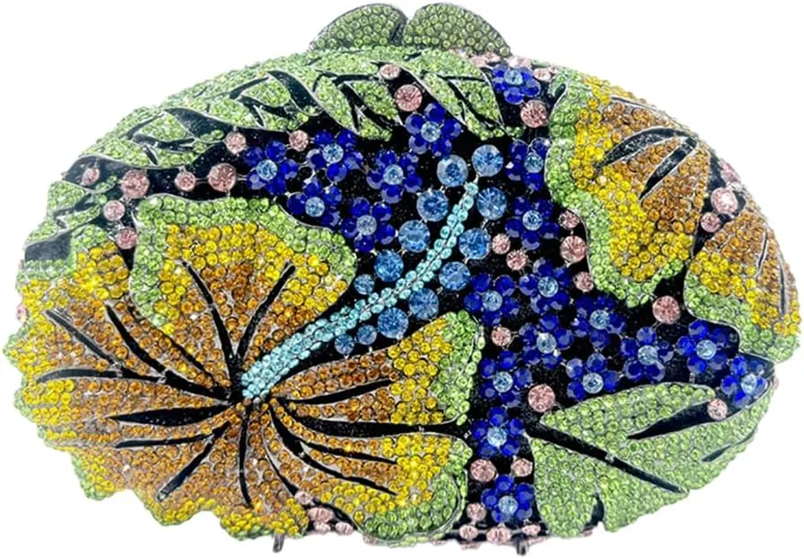 Women Sparkly Flower Diamonds Evening Bag Crystal Clutch Purse Rhinestone Bridal Clutch for Wedding Party Prom