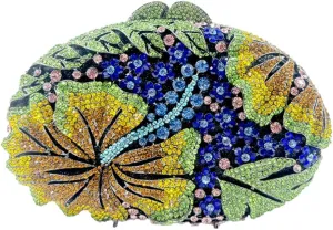 Women Sparkly Flower Diamonds Evening Bag Crystal Clutch Purse Rhinestone Bridal Clutch for Wedding Party Prom
