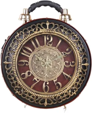 Women Vintage Clock Bag Vegan Leather Crossbody Shoulder Purse Real Clock Steampunk Retro Handbag