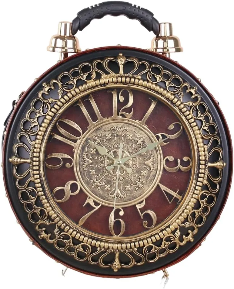 Women Vintage Clock Bag Vegan Leather Crossbody Shoulder Purse Real Clock Steampunk Retro Handbag