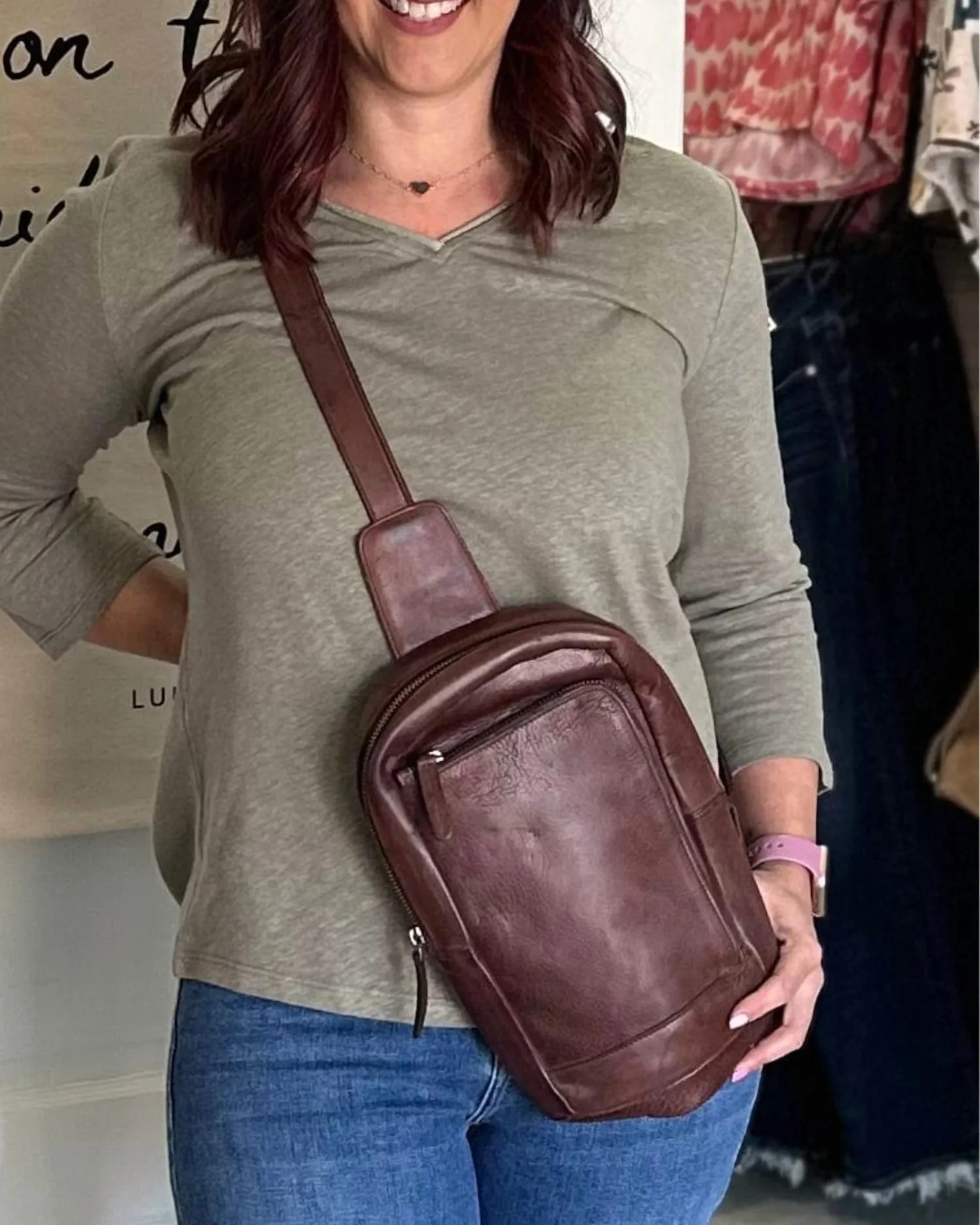 Women's Austin Handcrafted Leather Sling Bags In Brown