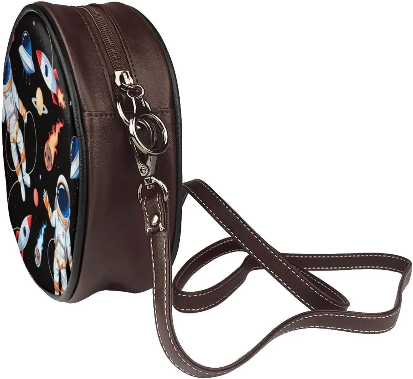 Women's Faux Leather Crossbody Bag Handle Circle Bag Mini Purse Clutch Handbag