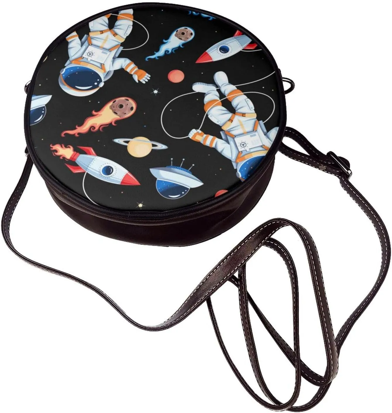 Women's Faux Leather Crossbody Bag Handle Circle Bag Mini Purse Clutch Handbag