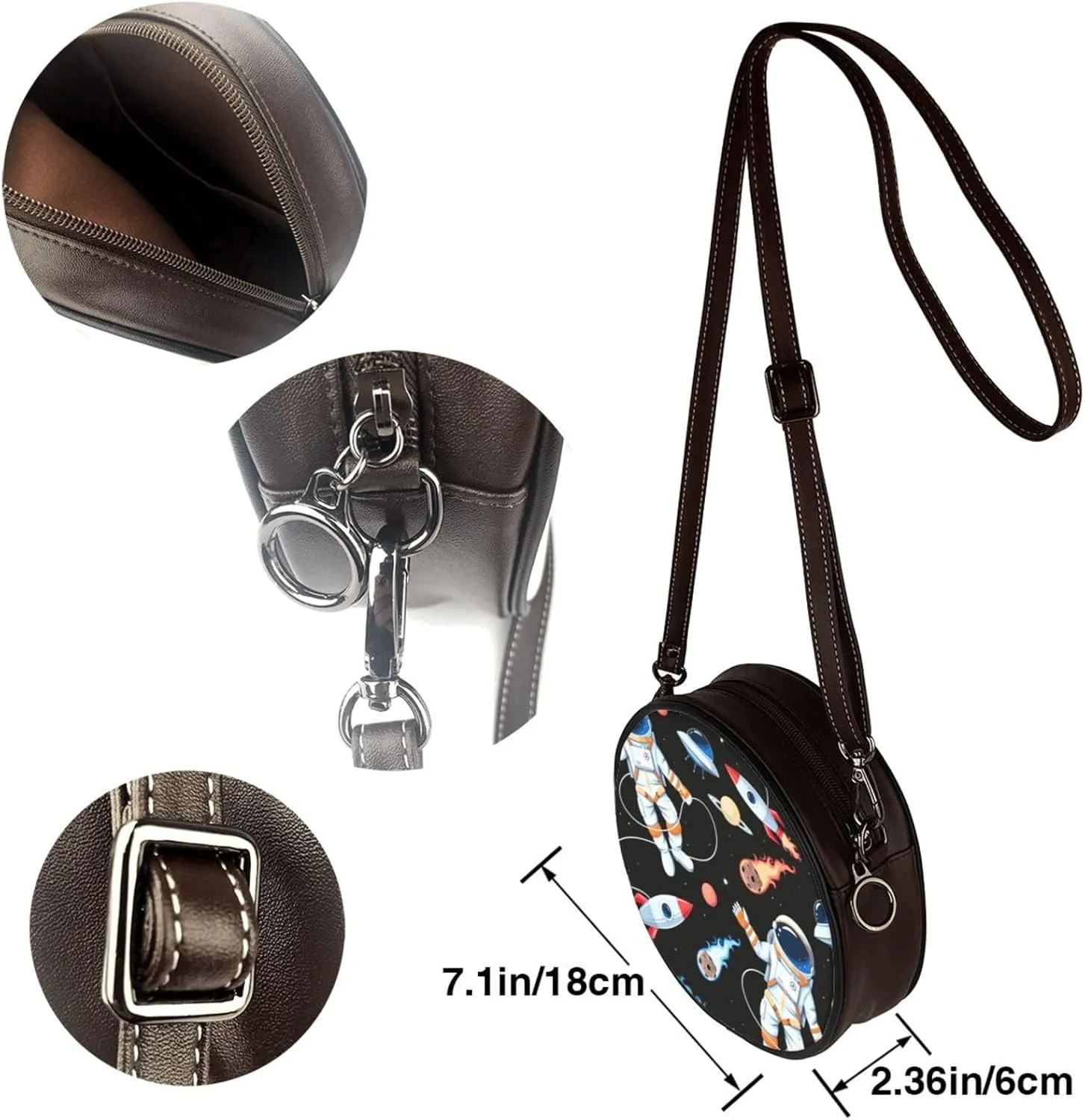 Women's Faux Leather Crossbody Bag Handle Circle Bag Mini Purse Clutch Handbag