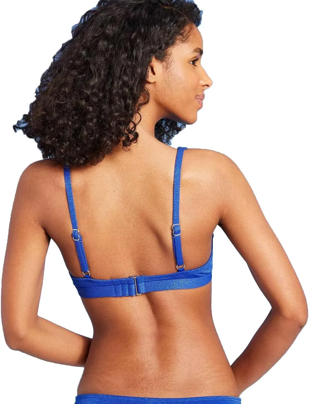 Women's Juniors' Metallic Bralette Bikini Top -