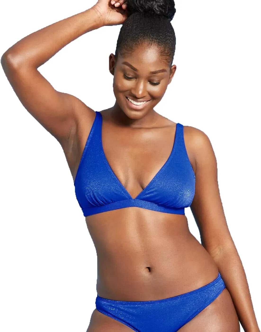 Women's Juniors' Metallic Bralette Bikini Top -