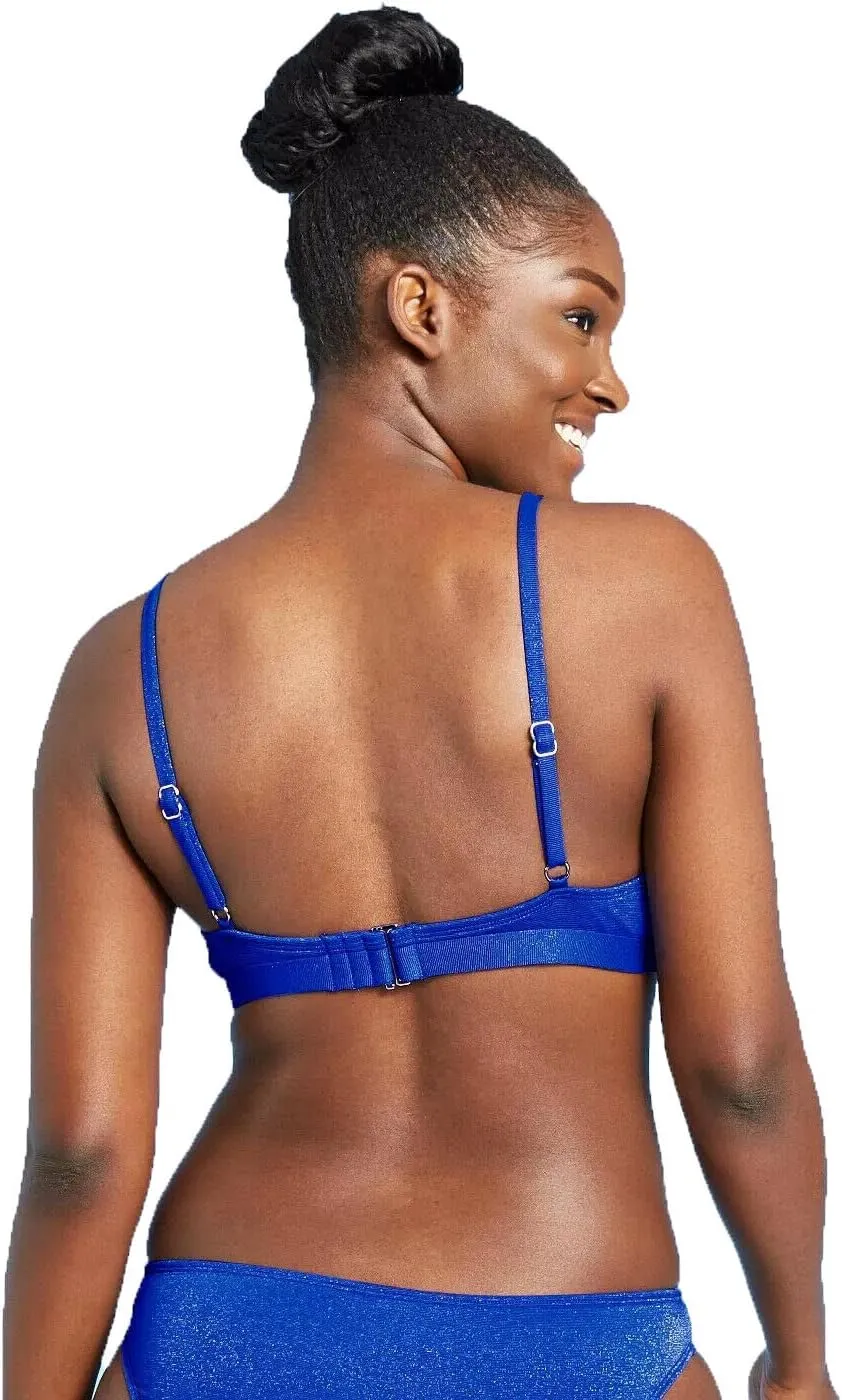 Women's Juniors' Metallic Bralette Bikini Top -