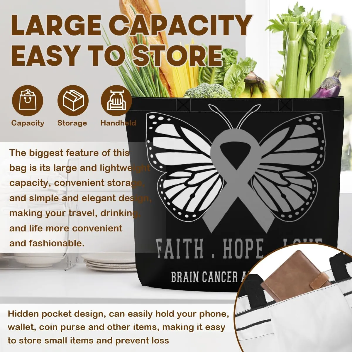 Women's Men Large Kitchen Reusable Grocery Bags Shoulder Bags With Zipper Beach Shopping Bag for Outdoors