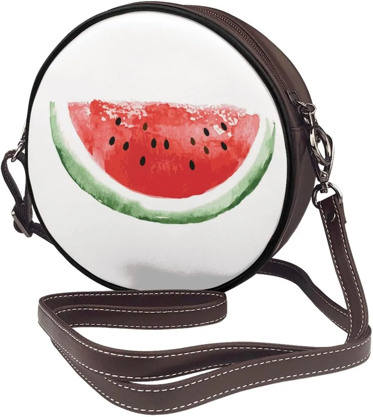 Women's PU Leather Round Crossbody Purse Handbag Crossbody Shoulder Bag for Travel Outdoor