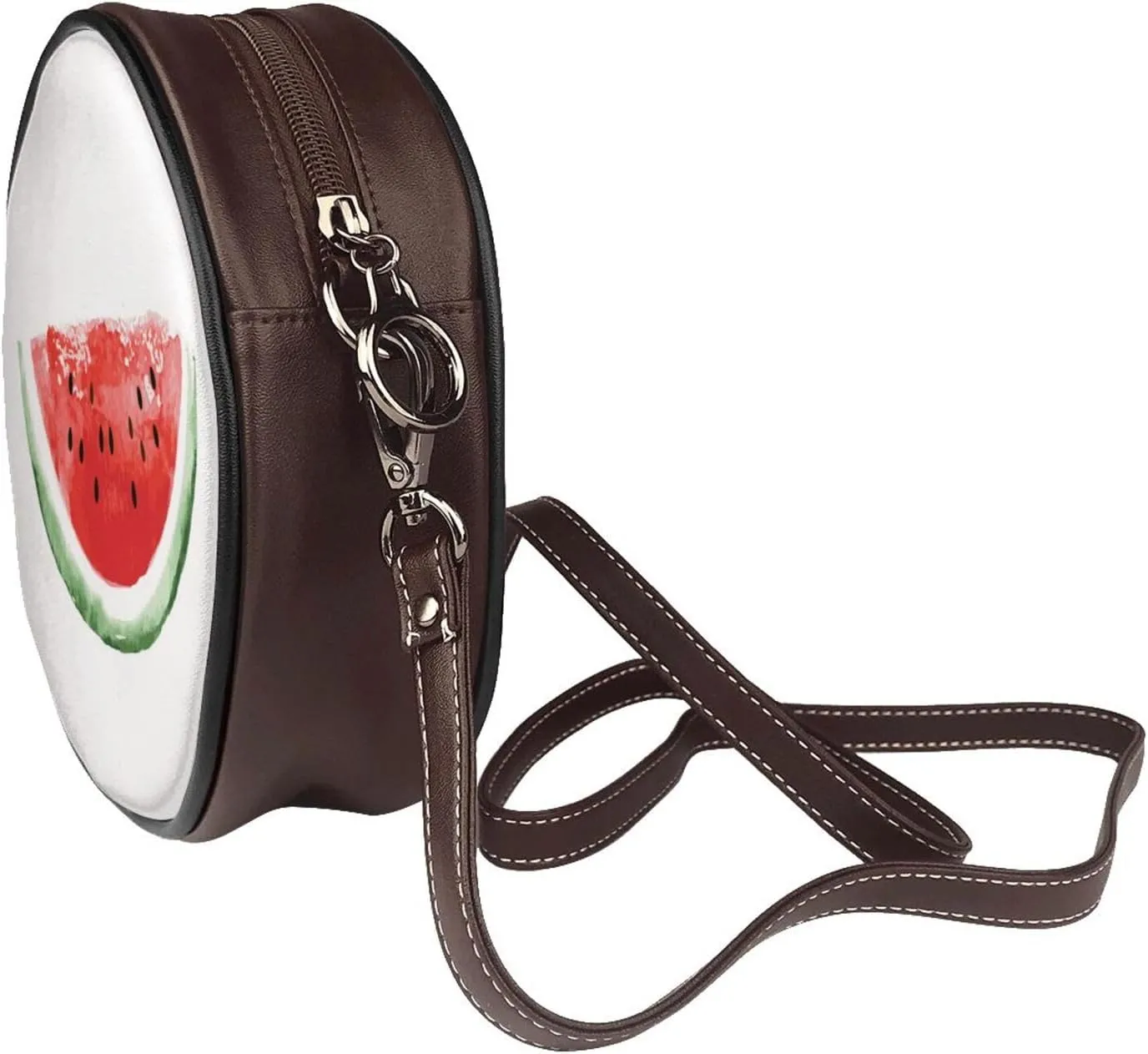 Women's PU Leather Round Crossbody Purse Handbag Crossbody Shoulder Bag for Travel Outdoor