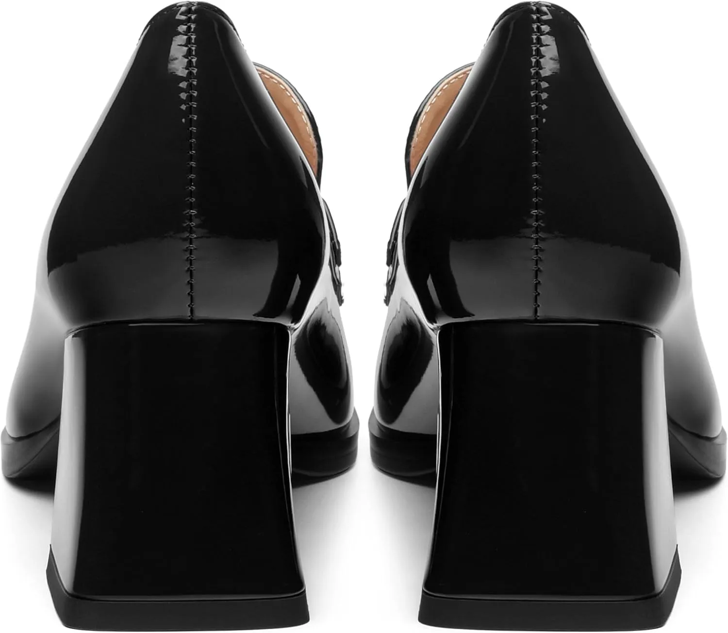 Women's Pump's, Square Toe British Style Loafers for Silver Metallic Buckle Women's Heels