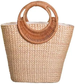 Women's Straw Shoulder Bag Women Large Woven Bag Round Handle Ring Tote Purse Retro Handbags Summer Travel Beach Handbag Hand Woven Straw Large Hobo Bag Big Capacity Handmade Bag for Girls Women D