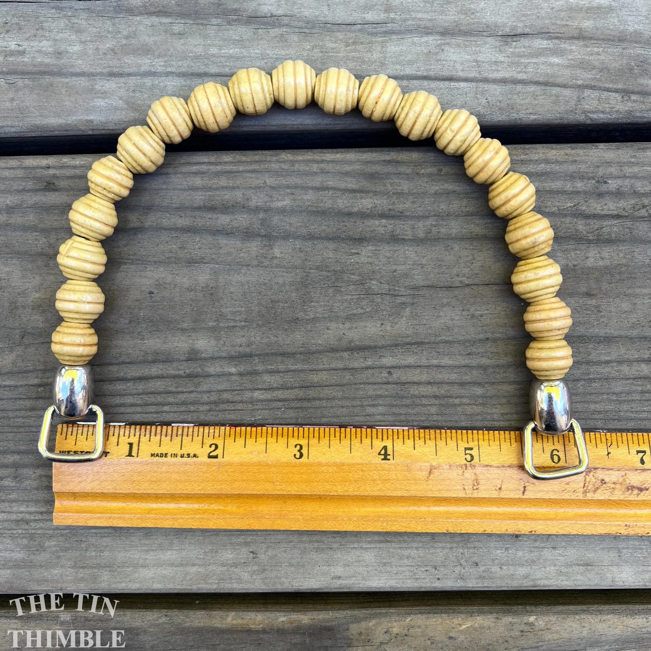 Wood Bead Purse Handles - Set of 2 - Natural Wood Bag Handles - 6" x 5"