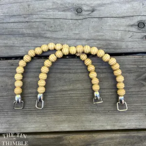 Wood Bead Purse Handles - Set of 2 - Natural Wood Bag Handles - 6" x 5"