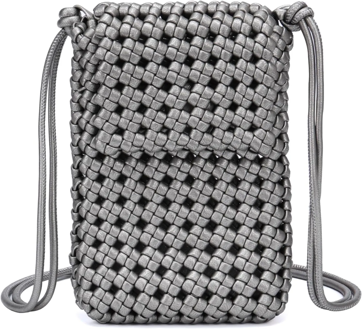 Woven Crossbody bags for women,Artificial leather PU Pewter bag Summer Beach Travel Handbag and Purse Retro Handmade Shoulder Bag