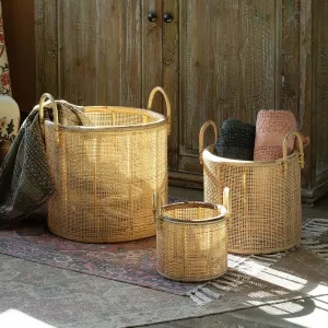 Woven Rattan Basket with Handles