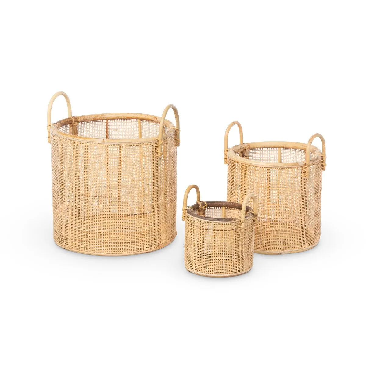 Woven Rattan Basket with Handles