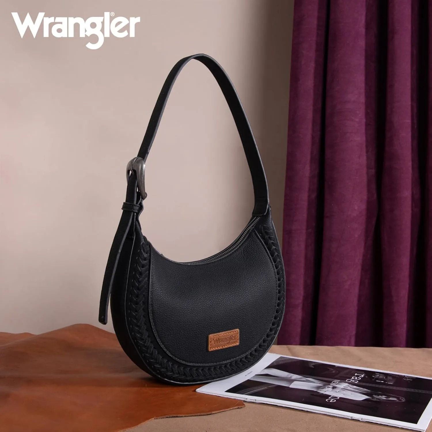 Wrangler Crescent Shoulder Bag for Women Trendy Half Moon Bag Small Crossbody Purse and Handbags With Extension Strap