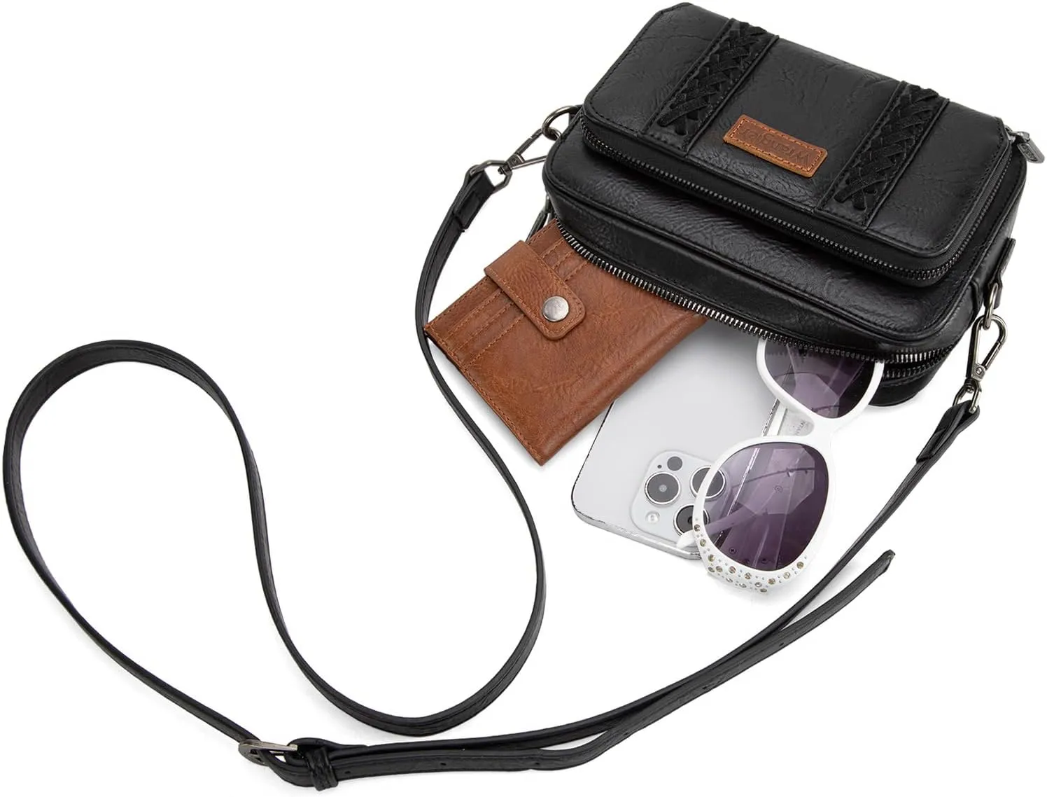 Wrangler Crossbody Bag for Women Shoulder Purse Small Multi Pocket Crossover Bag with Adjustable Strap