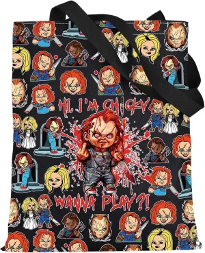 WZMPA Killer Doll Bride Fans Tote Bag Evil Doll Gift Wanna Play Don't Call Me Sweetie Shoulder Bag Murderous Toy Merch