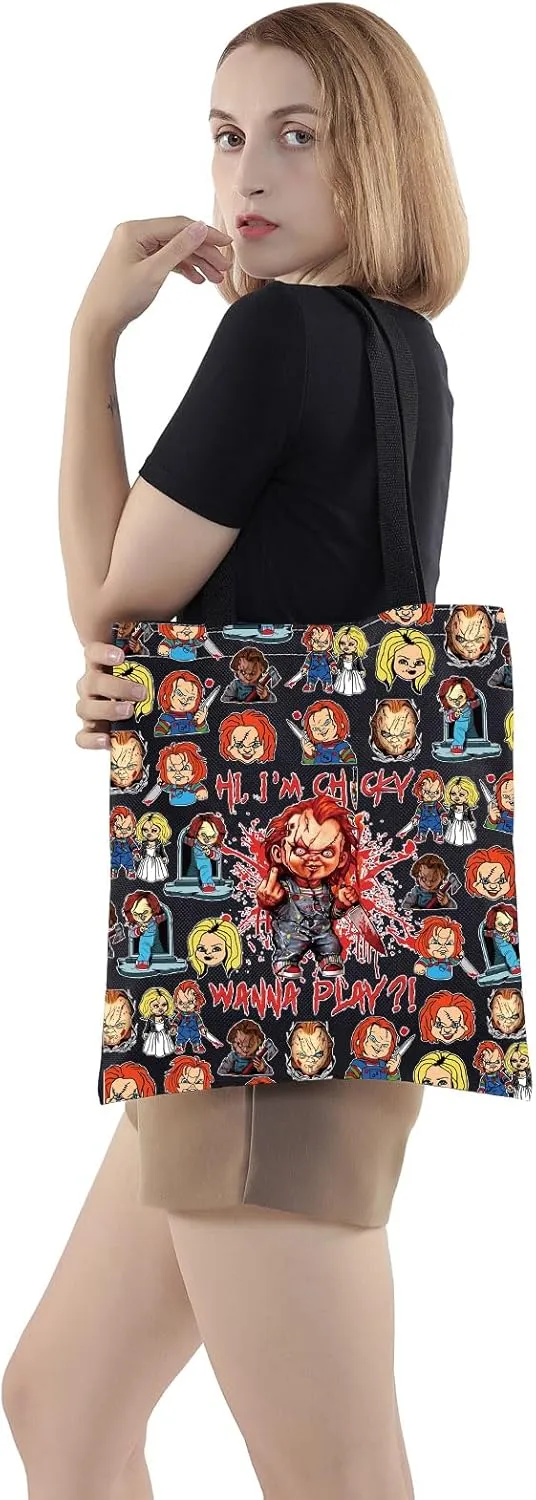 WZMPA Killer Doll Bride Fans Tote Bag Evil Doll Gift Wanna Play Don't Call Me Sweetie Shoulder Bag Murderous Toy Merch