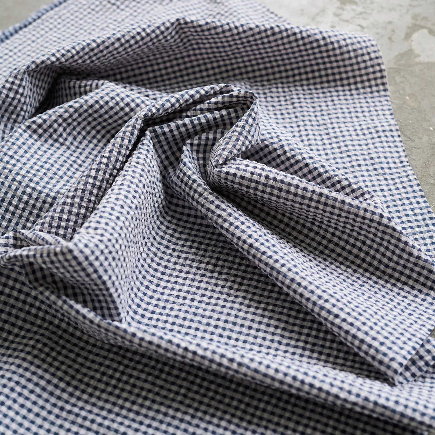 Yarn Dyed Gingham Seersucker Organic Cotton Fabric TS-2039-1
