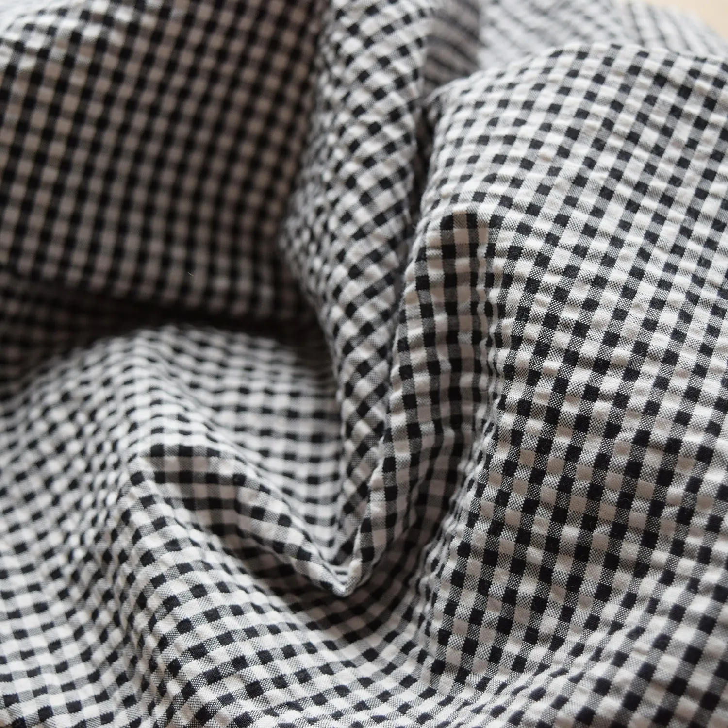 Yarn Dyed Gingham Seersucker Organic Cotton Fabric TS-2039-1
